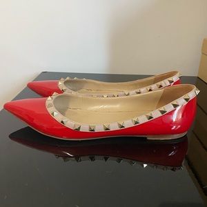 Valentino Garavani Rockstud flats Red, Sz 10US